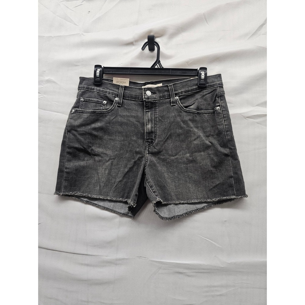 Levi's Womens Mid Rise Mid-Length Shorts Grey Cotton Blend Casual Size 32